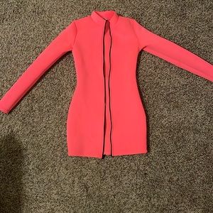 Fashion Nova Neon Pink Zipper Mini Dress